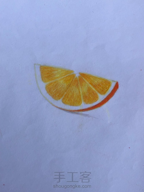 彩铅画—超有食欲的甜橙🍊哇 第5步