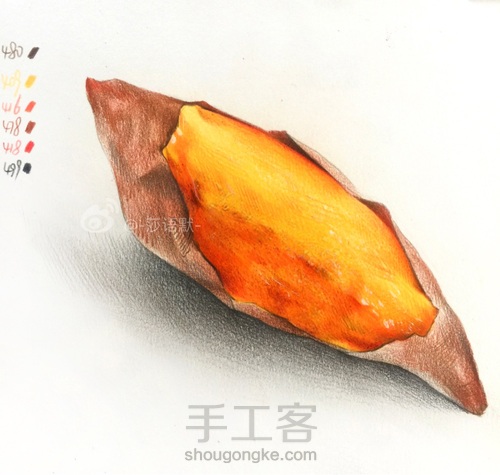 彩铅手绘烤红薯 冬天的街边小吃