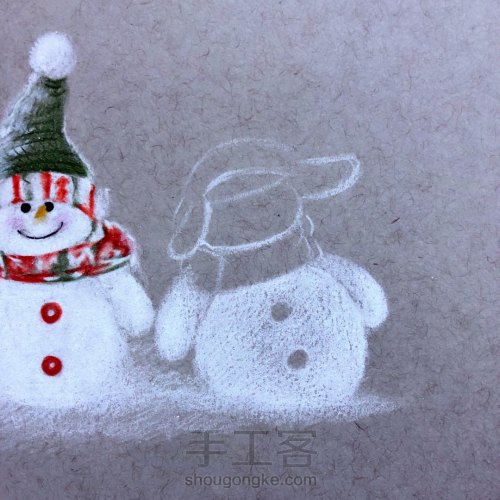 天气冷了 你们那边下雪了吗 
一张适合冬天和圣诞节的简易小画 第4步
