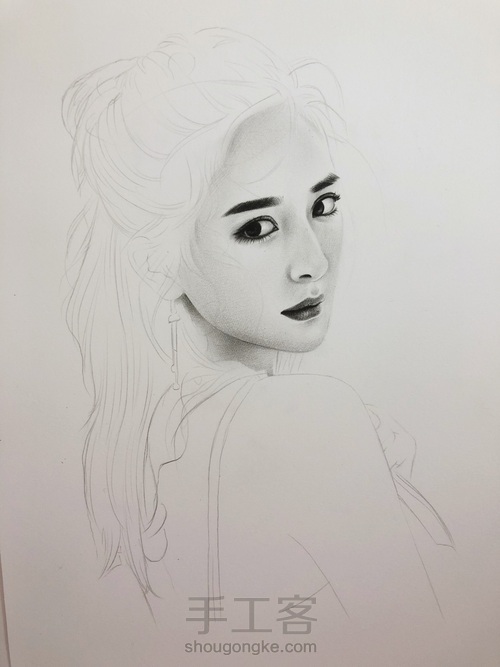 黑色彩铅画素描杨幂教程