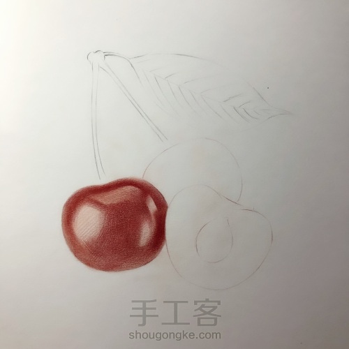 彩铅手绘樱桃 第3步