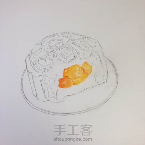 彩铅手绘月饼教程 第2步