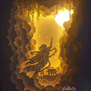 手绘光影纸雕灯