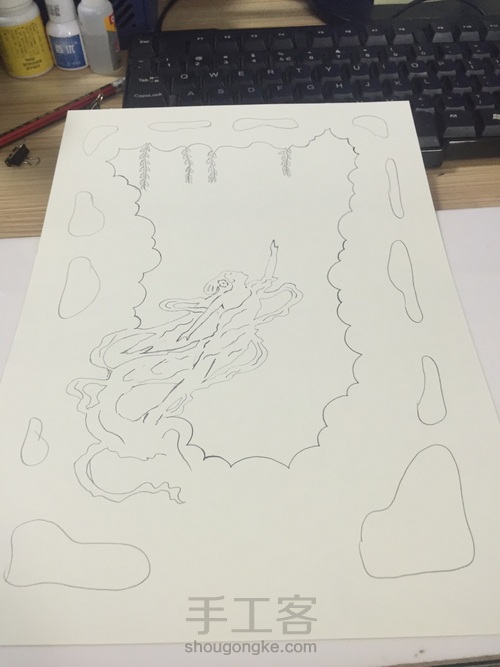 手绘光影纸雕灯 第4步