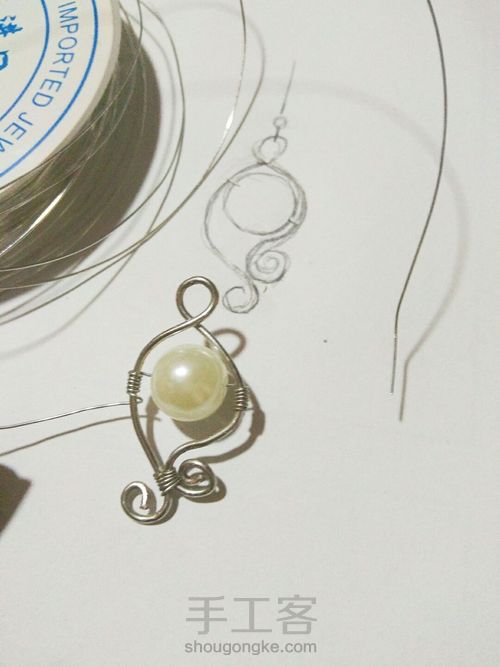 绕线珍珠耳坠。基础 第5步