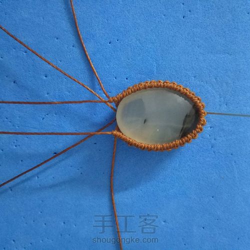 macrame包石——基础包网和固定 第11步