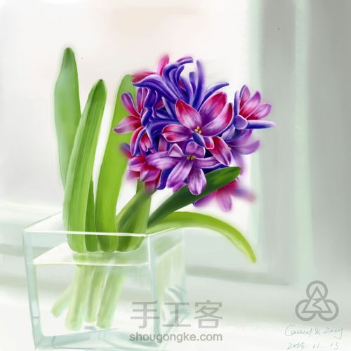 手绘窗台上的风信子 第11步