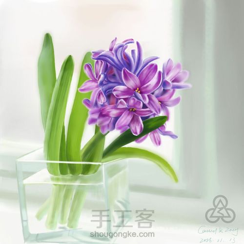 手绘窗台上的风信子 第13步