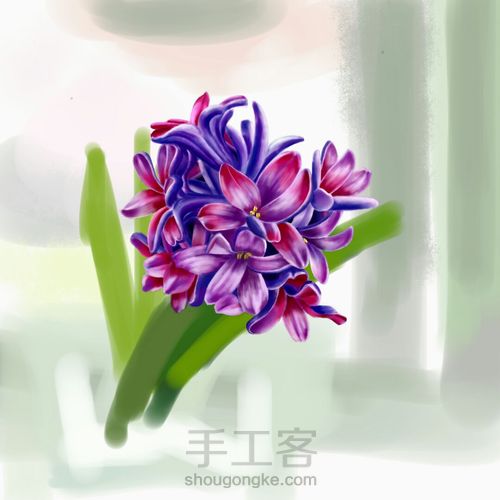 手绘窗台上的风信子 第7步