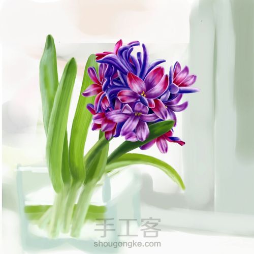 手绘窗台上的风信子 第9步