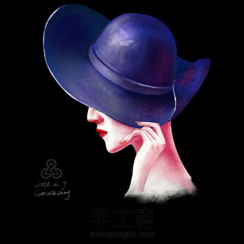 简单手绘带帽神秘女人 第12步