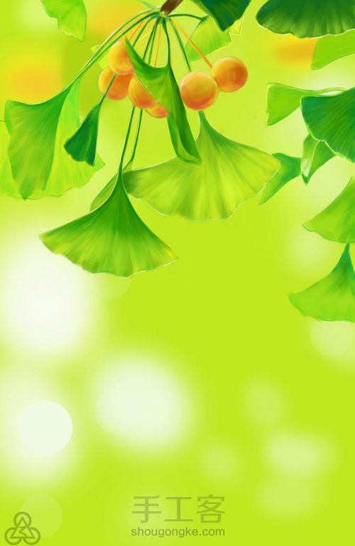 手绘小清新 银杏 第10步