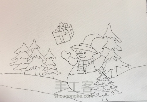 手绘圣诞节小插画 第1步