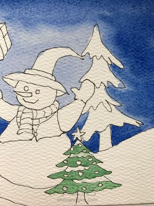 手绘圣诞节小插画 第3步