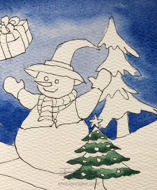 手绘圣诞节小插画 第4步
