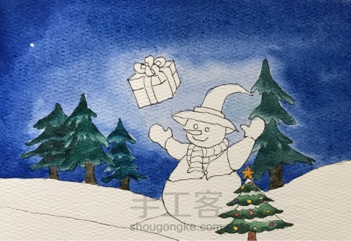 手绘圣诞节小插画 第5步