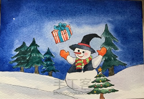 手绘圣诞节小插画 第8步