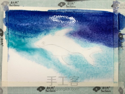 【原创】水彩零基础星空图 海蓝见鲸🐳 第6步