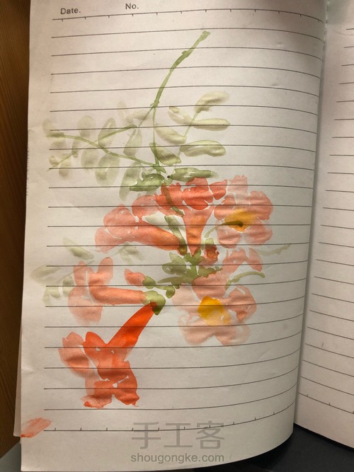 【原创】水彩凌霄花 第2步