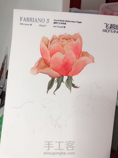 【原创】水彩手绘玫瑰花 第22步