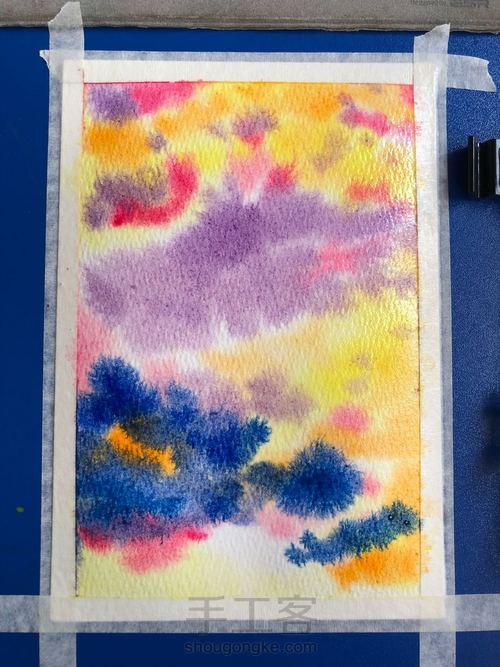 超简单零基础解压风景小画（水彩夜空） 第7步