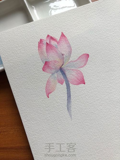 水彩古风荷花 第13步