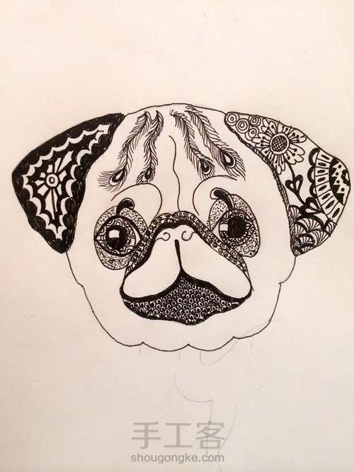 禅绕一只摇曳的狗狗 第4步