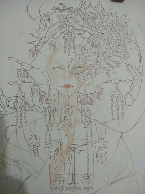 古戈力半面妆临摹教程 第2步