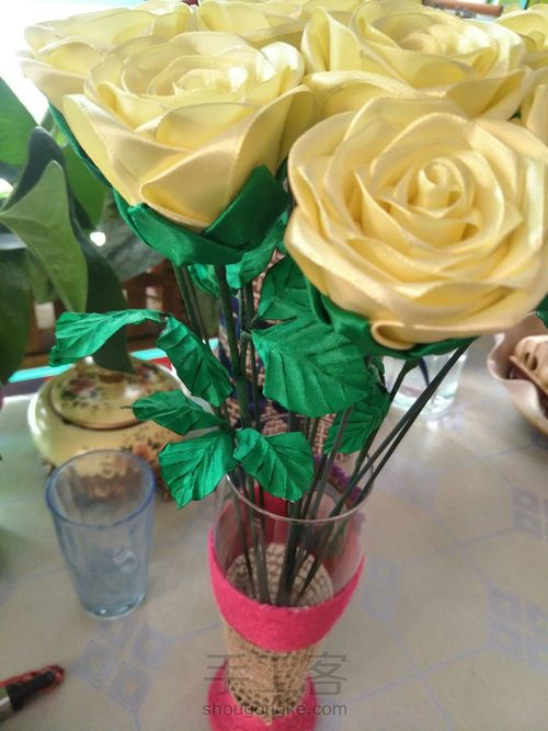 丝带玫瑰花叶子 第11步