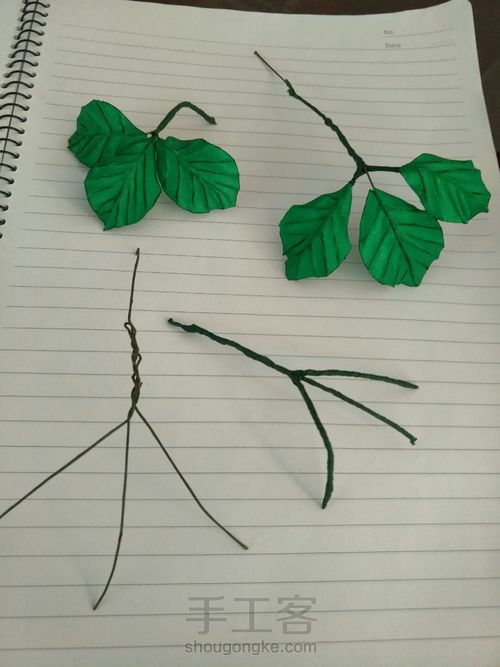 丝带玫瑰花叶子 第9步