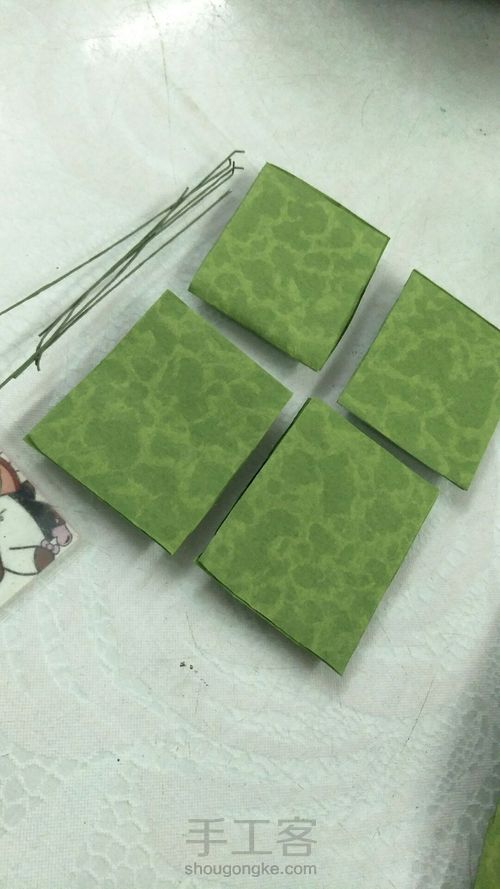 纸藤玫瑰花叶子 第3步