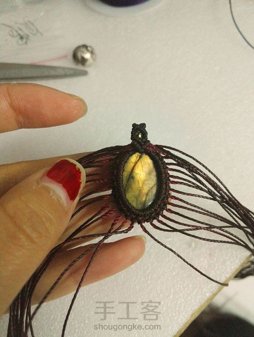 原创『心锁』绳编项链 第2步
