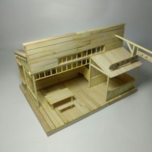 DIY手工制作雪糕棒冰棍竹签房屋模型筷子欧美西部酒吧模型材料