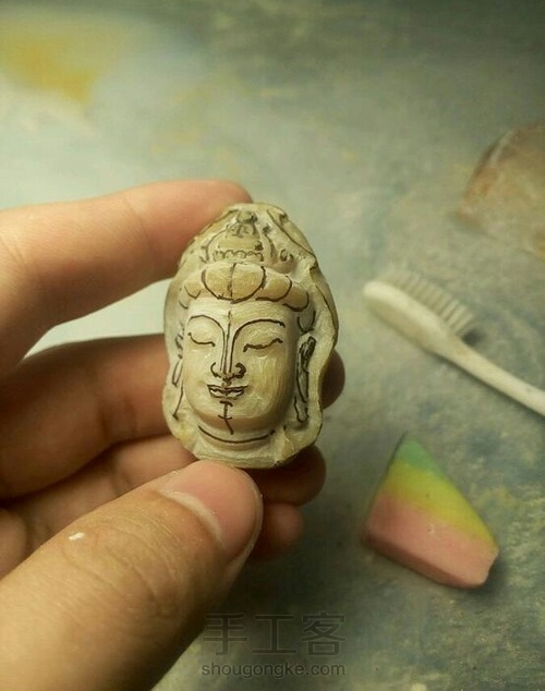 观音头刻脸教程 第12步