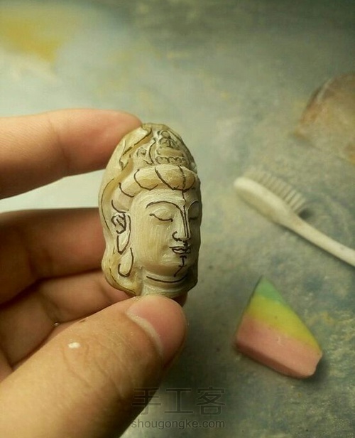 观音头刻脸教程 第8步