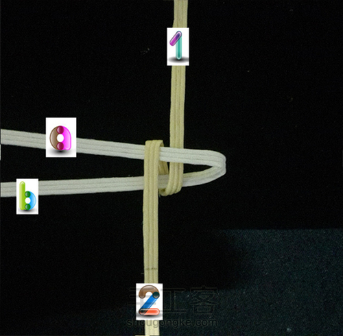 纸藤基础教程：四角花结 第3步