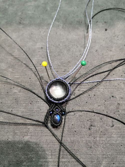 白水晶编绳耳坠 第14步