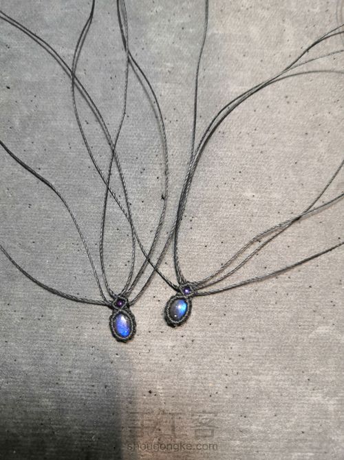 白水晶编绳耳坠 第4步