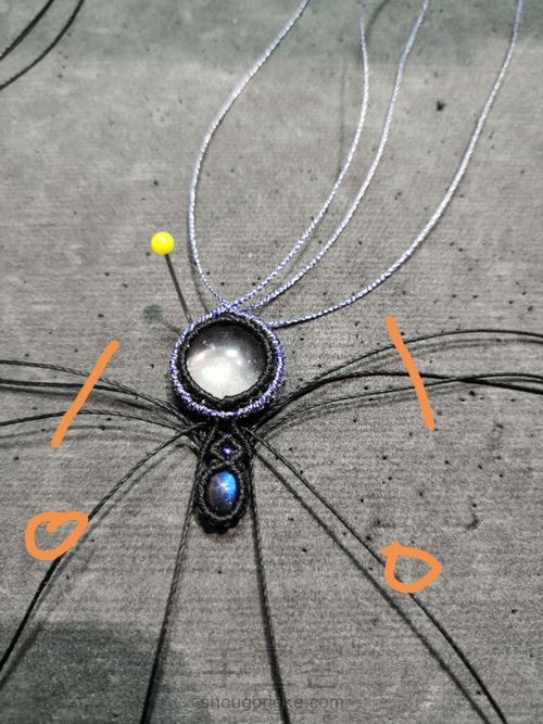 白水晶编绳耳坠 第8步