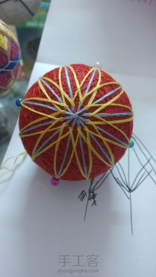 手鞠球千鸟的绣法 第3步