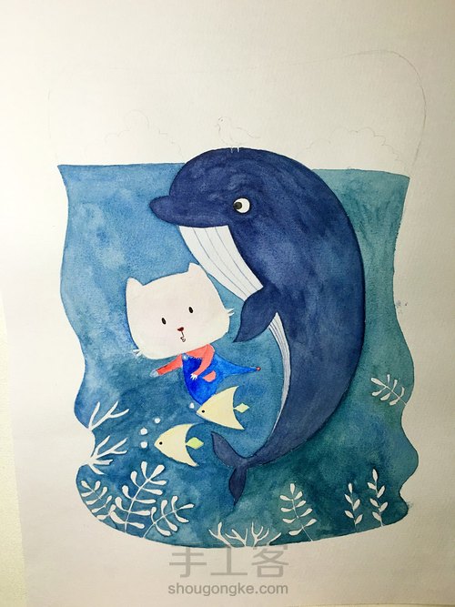 儿童房装饰画 水彩 第2步