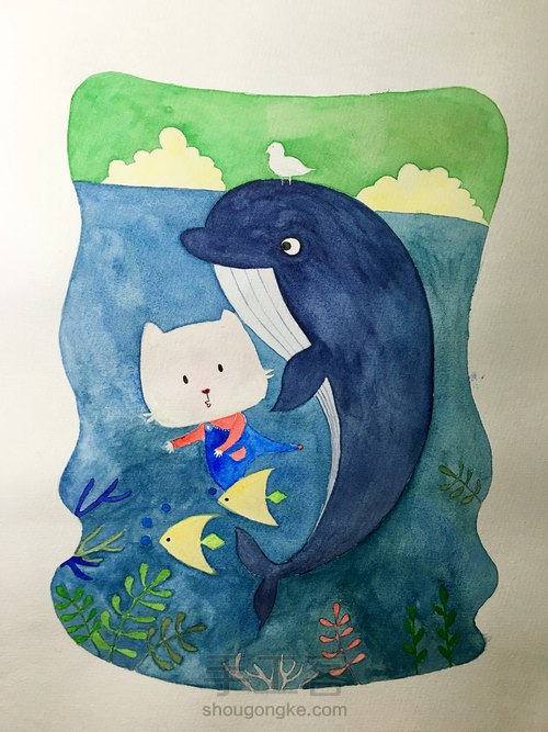 儿童房装饰画 水彩 第4步