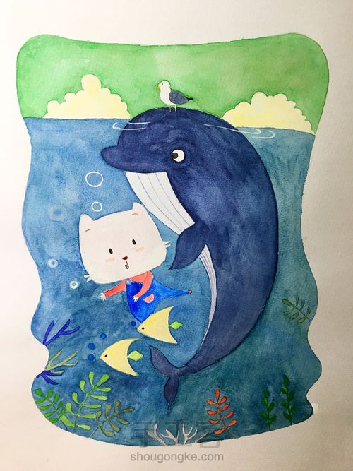 儿童房装饰画 水彩 第6步