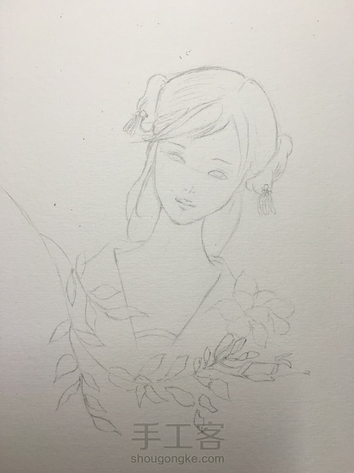 水彩 古风女子 第1步