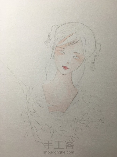 水彩 古风女子 第2步