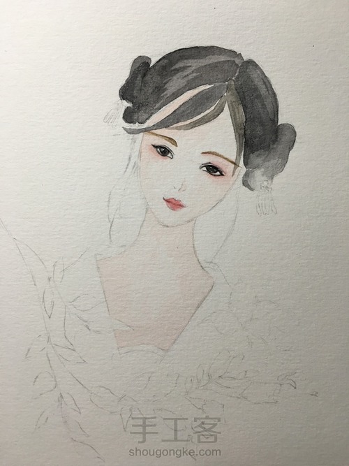 水彩 古风女子 第3步