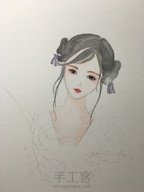 水彩 古风女子 第4步