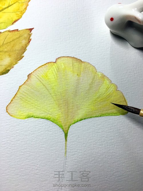 一叶一菩提 水彩 树叶的画法 第8步