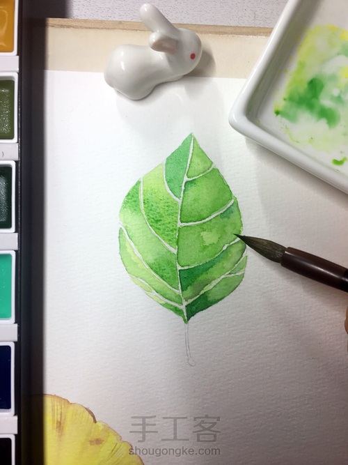 一叶一菩提 水彩 树叶的画法 第13步