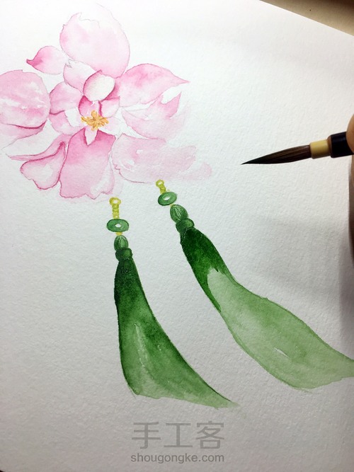 古风芙蓉 水彩 第6步